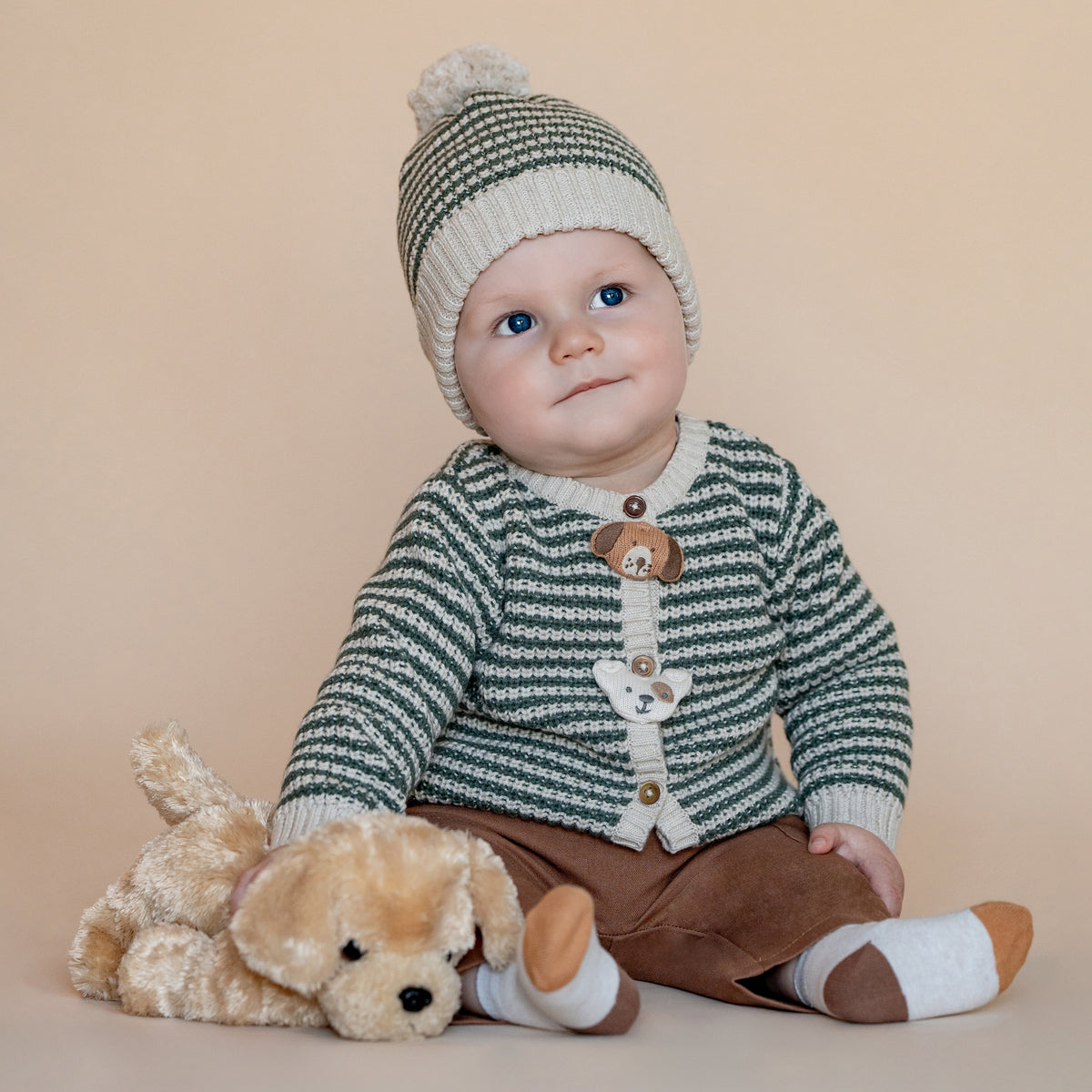 OTTO STRIPE ORGANIC KNITTED CARDIGAN