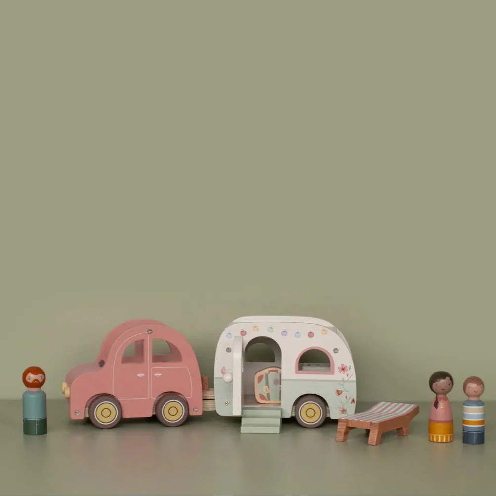 Little Dutch Wooden Toy Car with Caravan