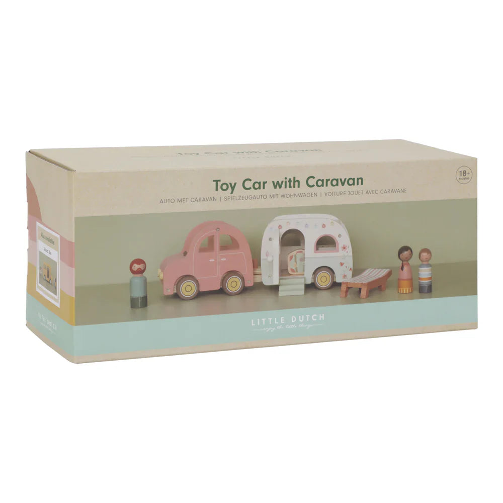 Little Dutch Wooden Toy Car with Caravan
