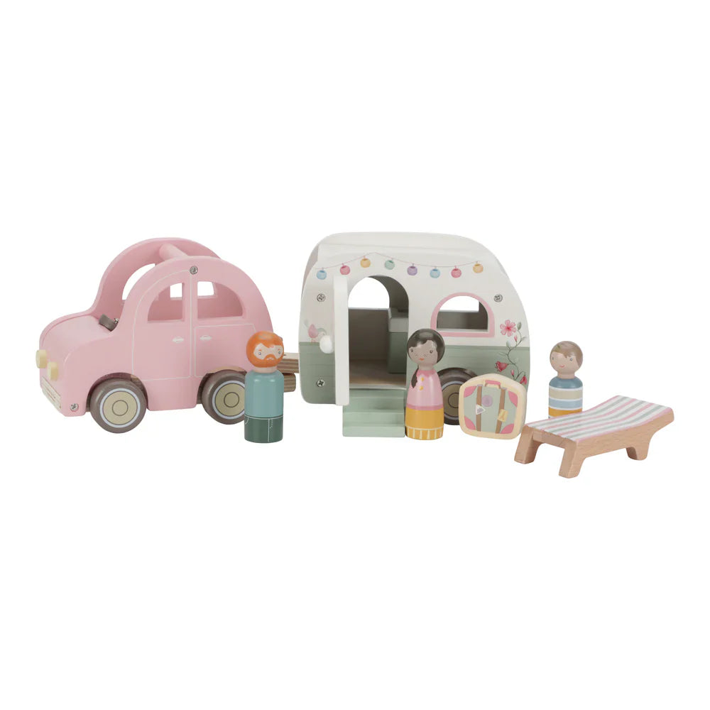 Little Dutch Wooden Toy Car with Caravan