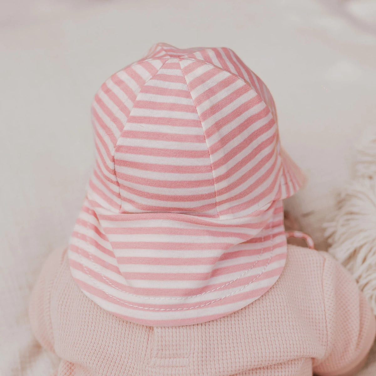 Legionnaire Flap Sun Hat | Pink Stripe