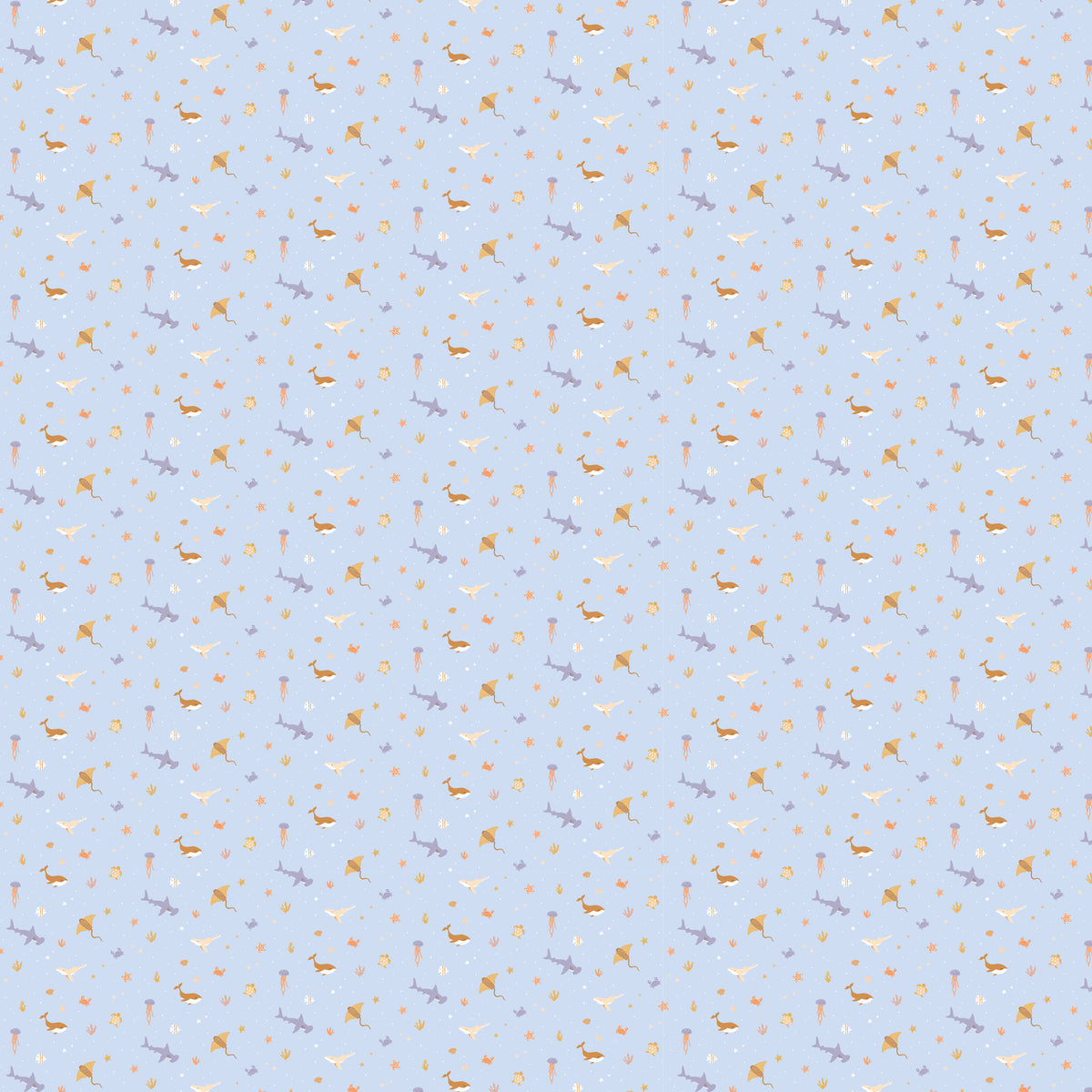 Ocean Creatures Sky Organic Muslin Wrap Swaddle