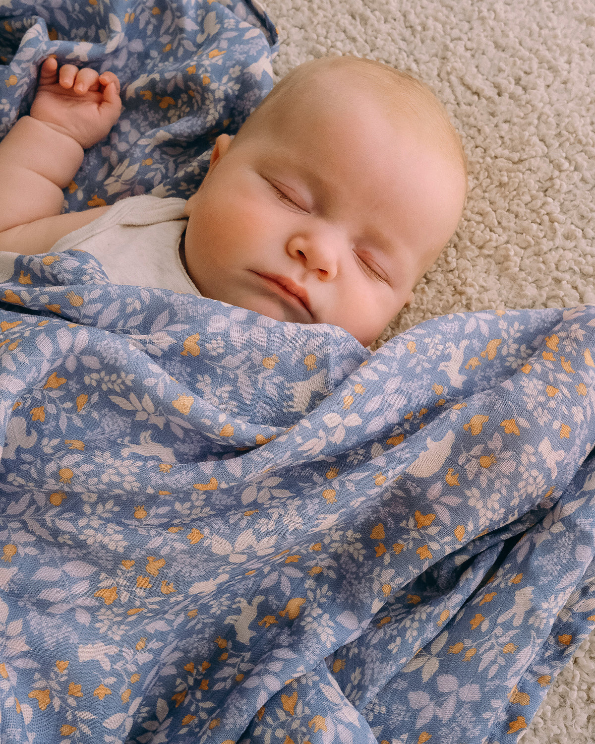 Forest Friends Cornflower Organic Muslin Wrap Swaddle