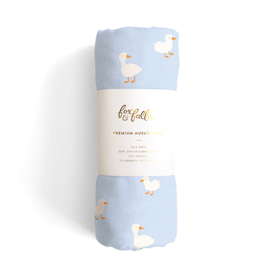 Blue Ducks Muslin Wrap Swaddle
