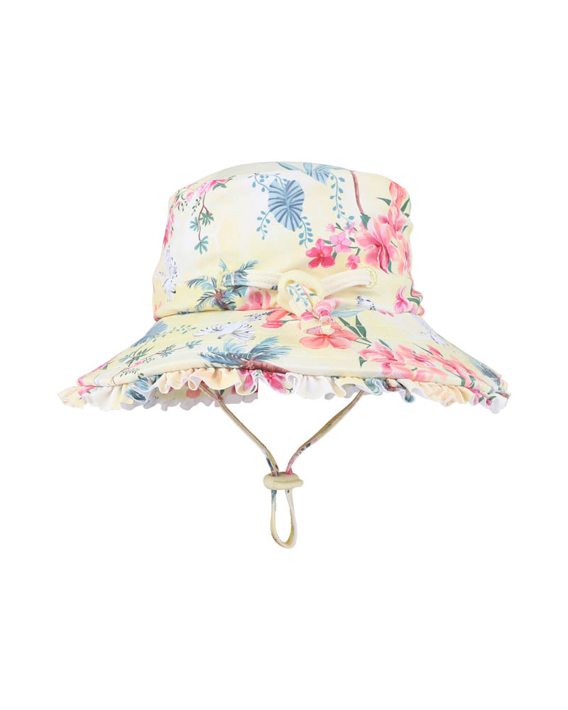Milana Yellow Swim Hat w quick release neck tie
