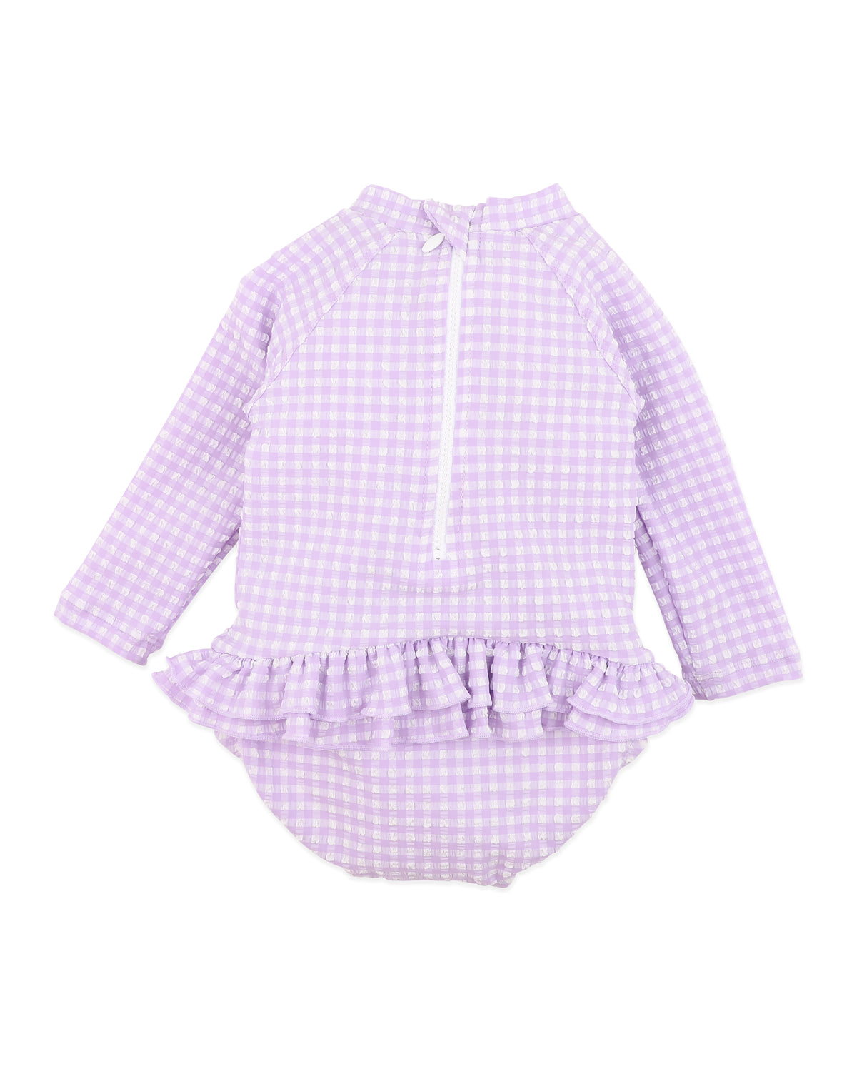 LILAC GINGHAM LS SUNSUIT