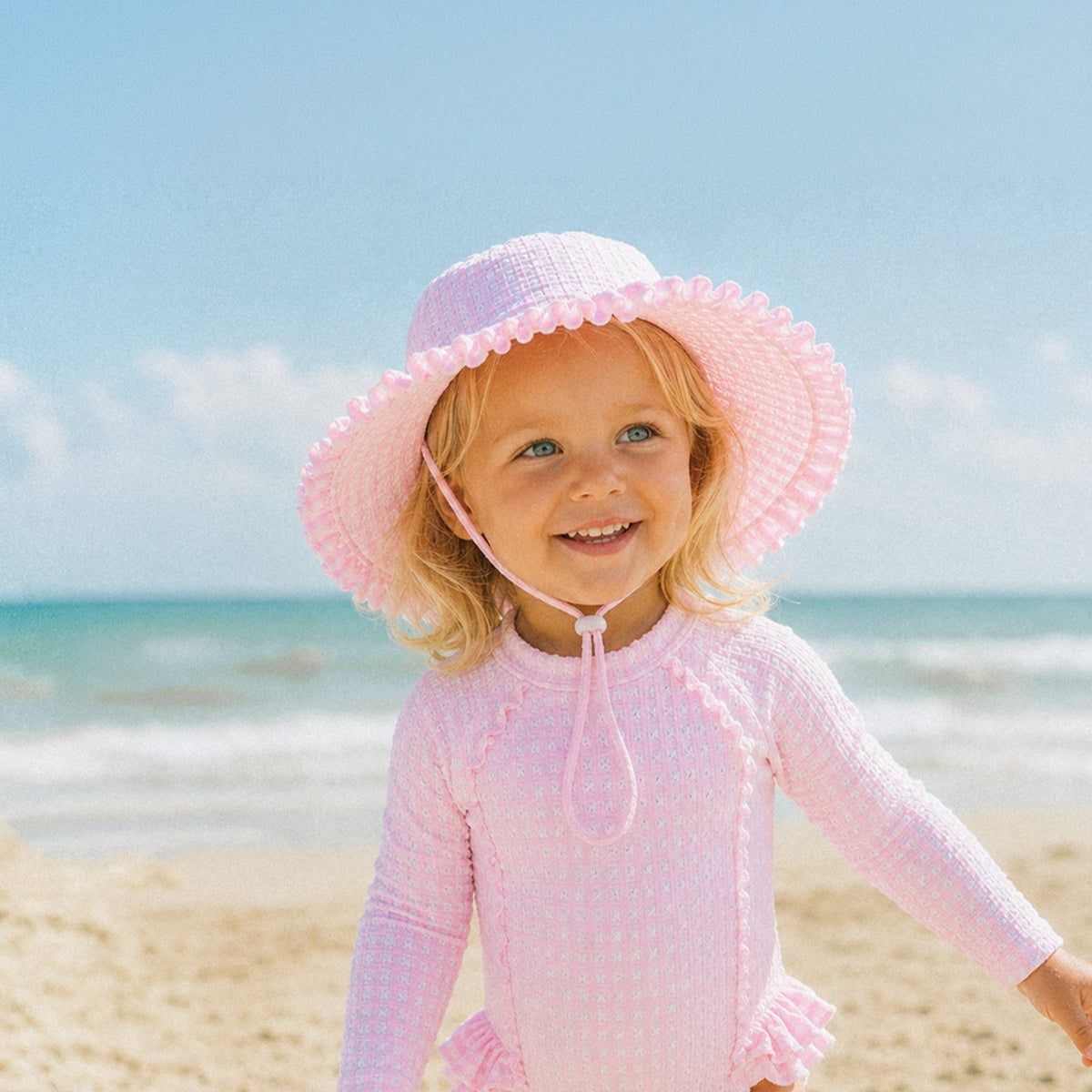 PINK GINGHAM SWIM SUNHAT