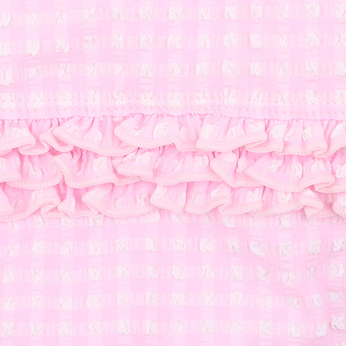 PINK GINGHAM LS SUNSUIT 3-7Y
