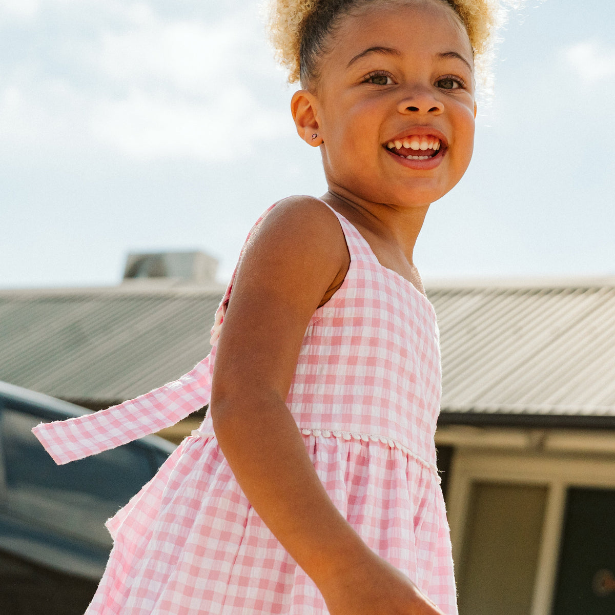 PINK GINGHAM SUNDRESS 3-7Y