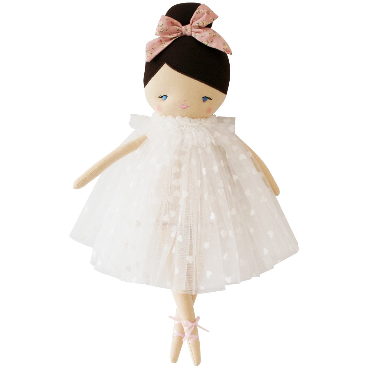 Mia Doll | White Flocked Heart Tulle