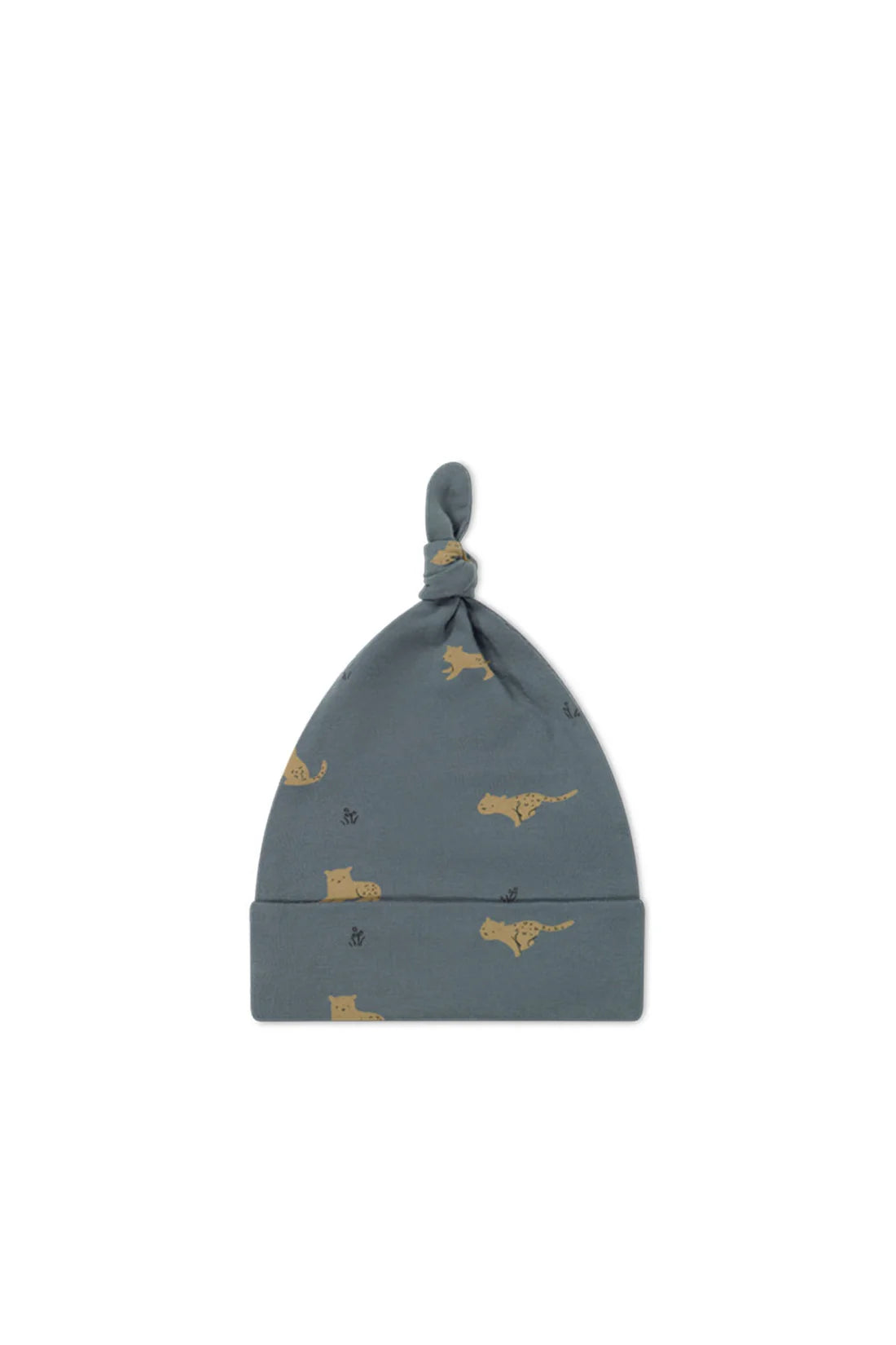 Organic Cotton Knot Beanie | Lenny Leopard Smoke