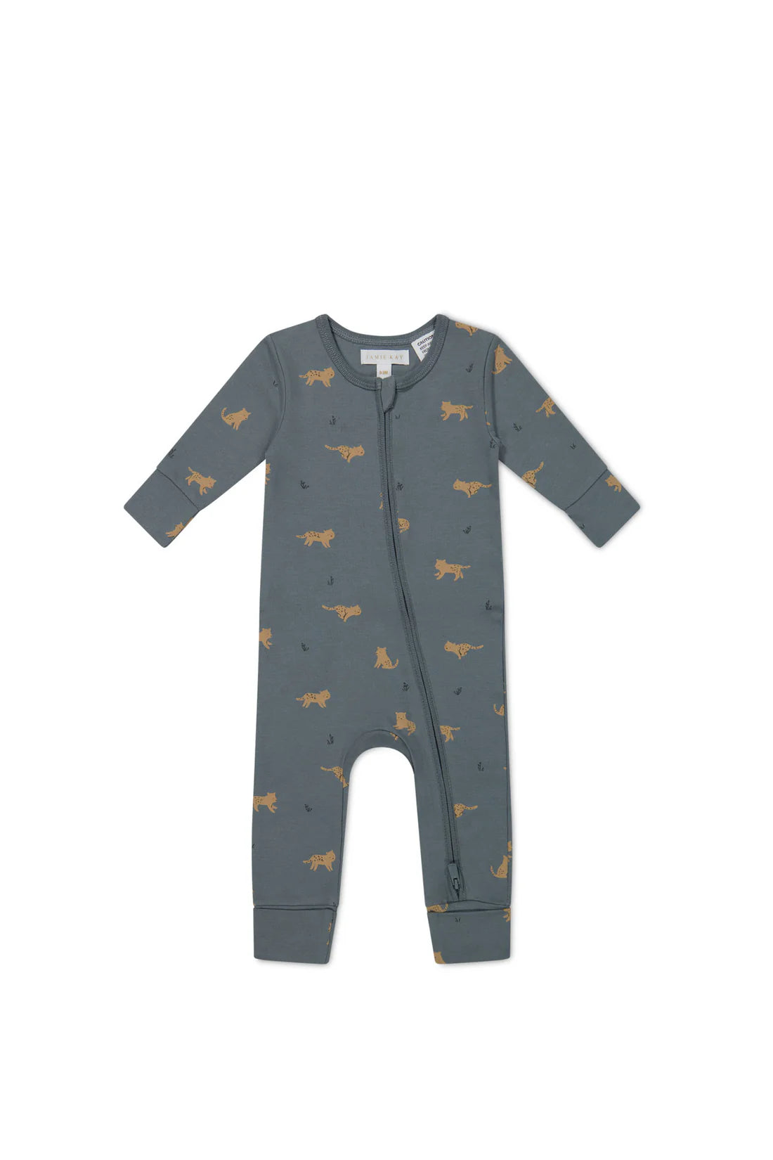 Organic Cotton Reese Zip Onepiece | Lenny Leopard Smoke