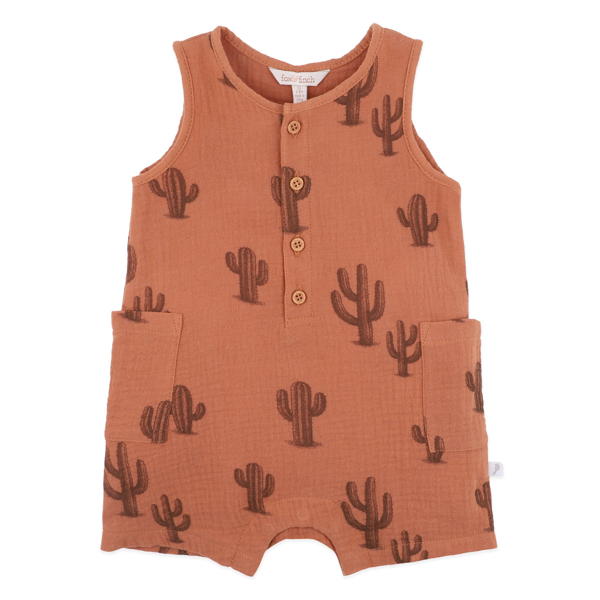 PHOENIX ORGANIC CACTUS BUTTON UP ROMPER
