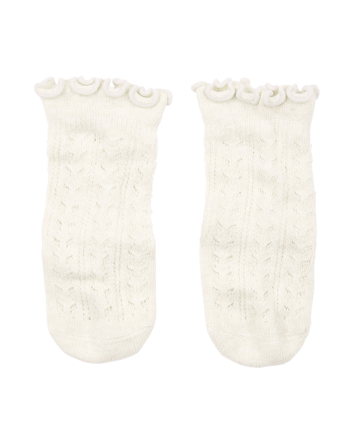 Organic Socks Knee Frilly Lace | Cream