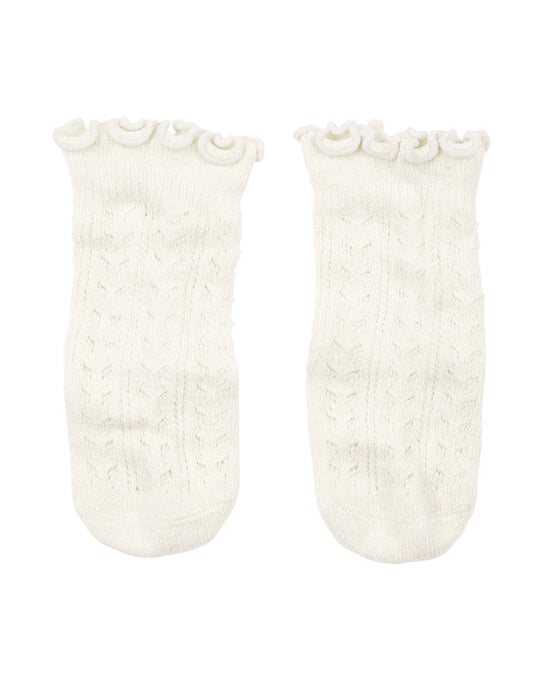 Organic Socks Knee Frilly Lace | Cream