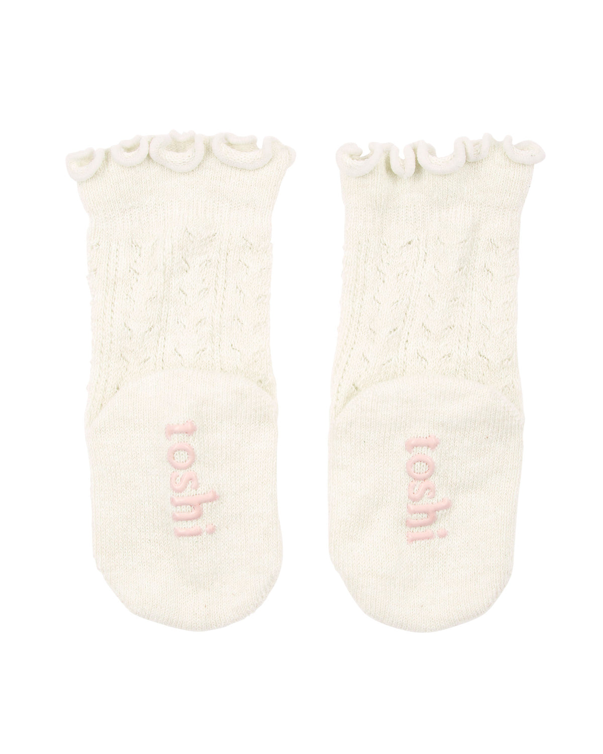 Organic Socks Knee Frilly Lace | Cream