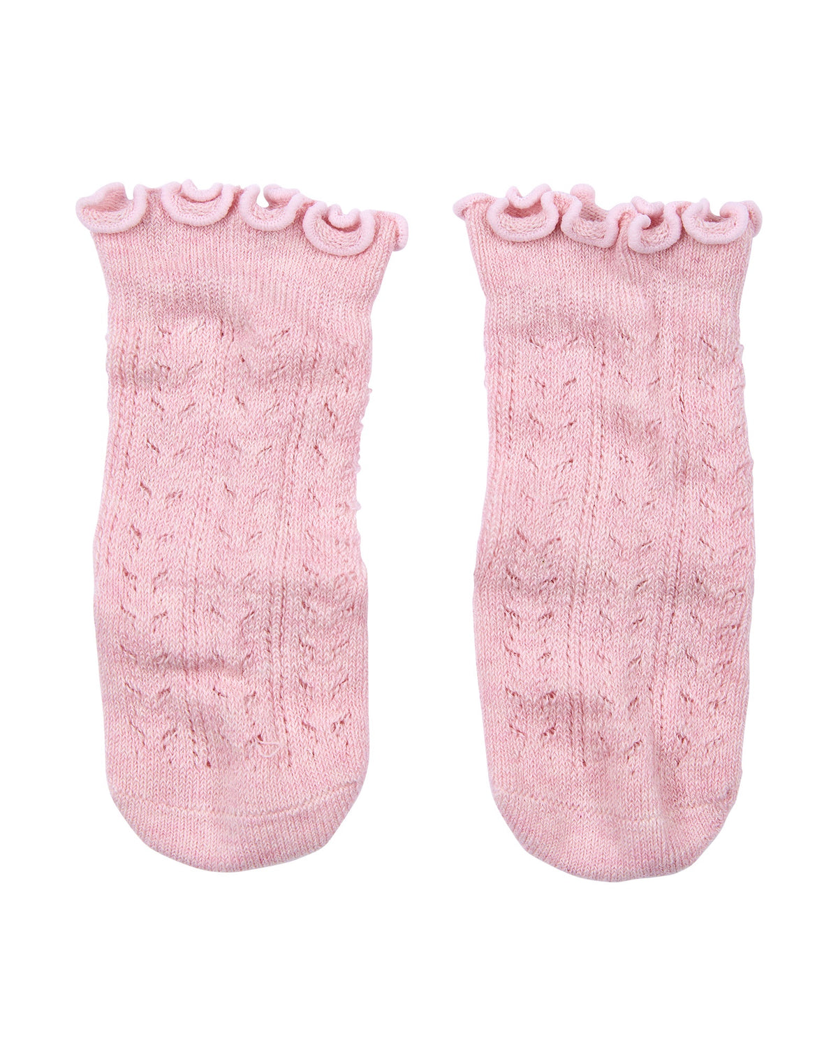 Organic Socks Knee Frilly Lace | Misty Rose