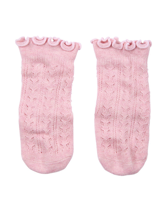 Organic Socks Knee Frilly Lace | Misty Rose