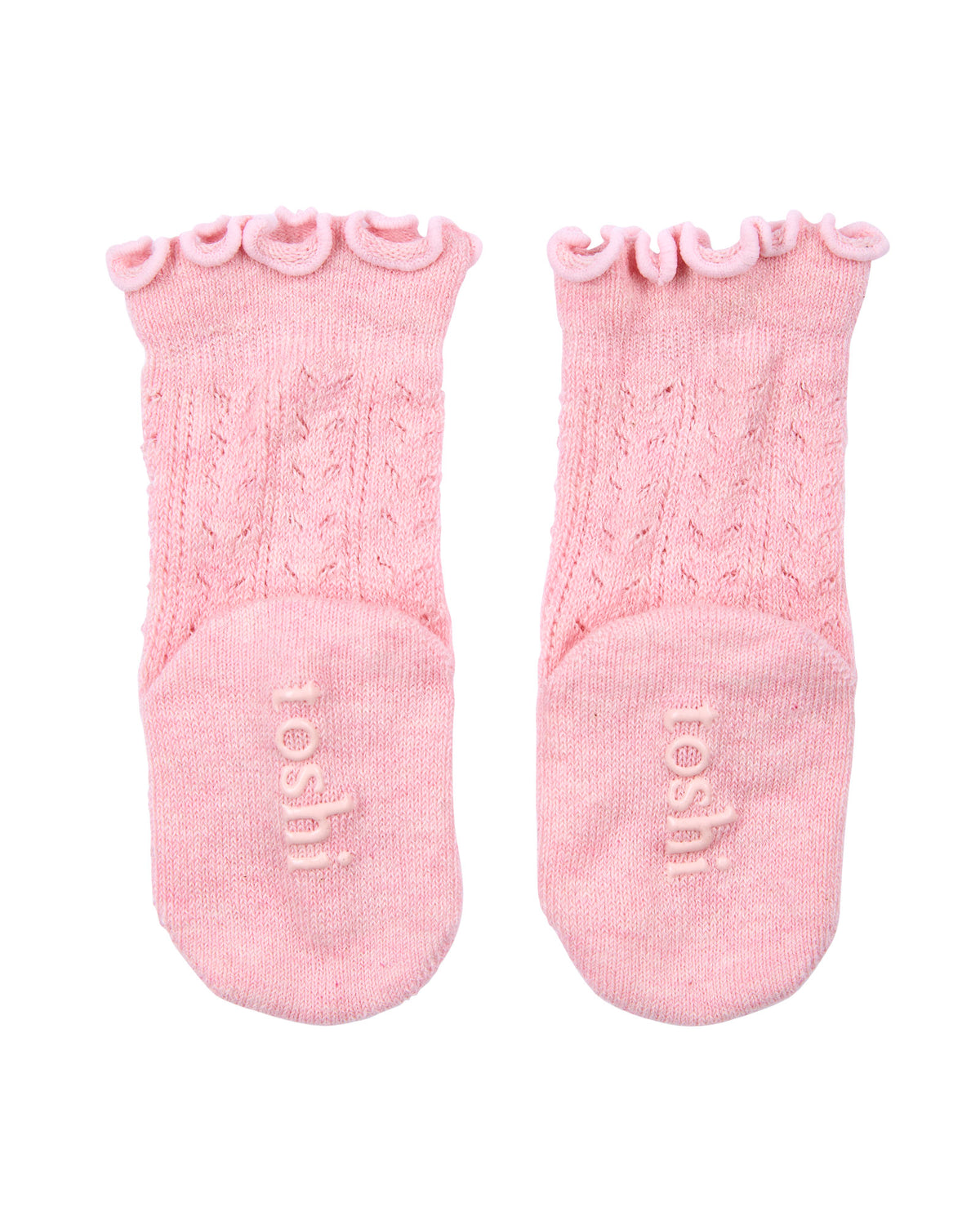 Organic Socks Knee Frilly Lace | Misty Rose