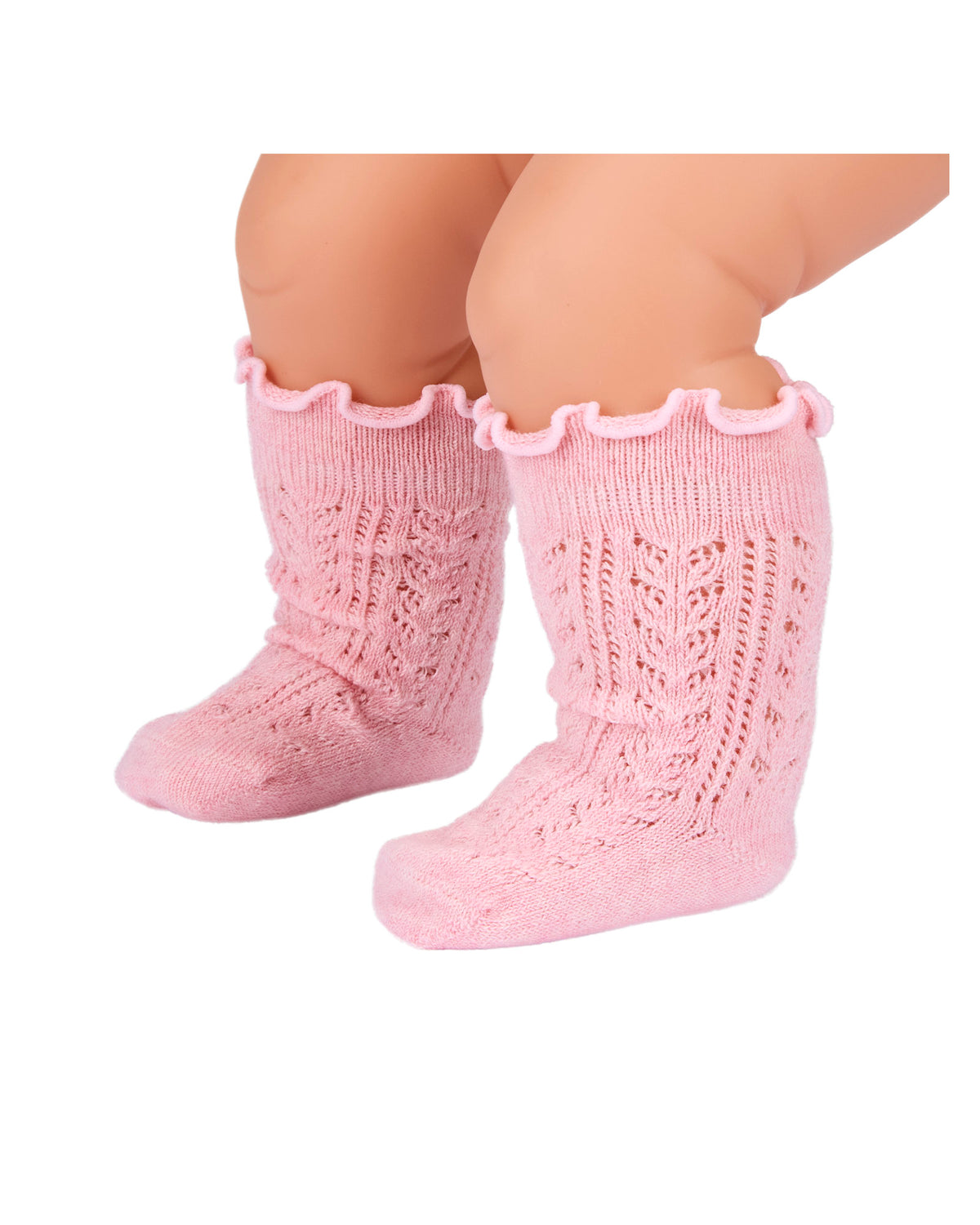Organic Socks Knee Frilly Lace | Misty Rose