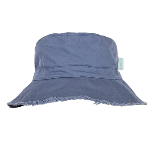 Blue Frayed Bucket Hat Sky Blue