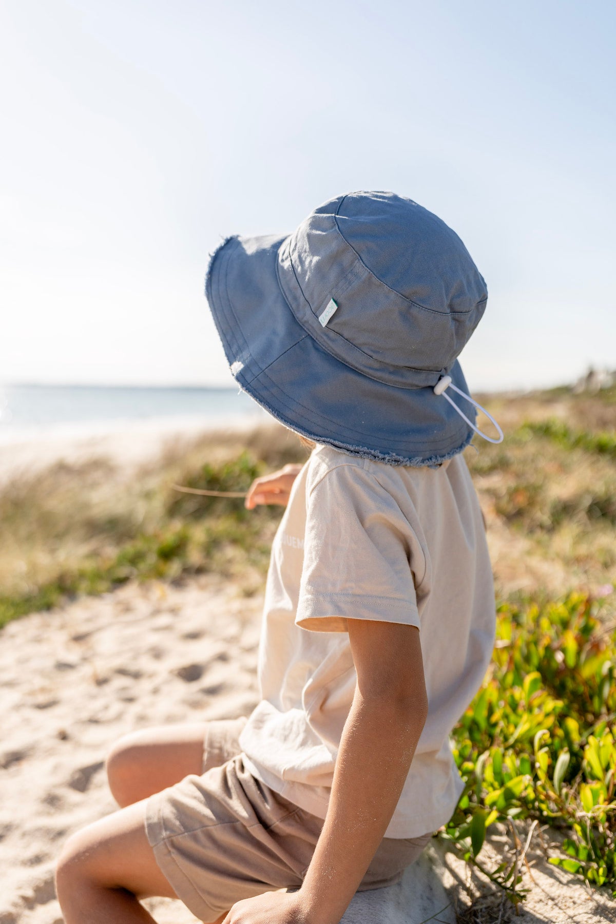 Blue Frayed Bucket Hat Sky Blue