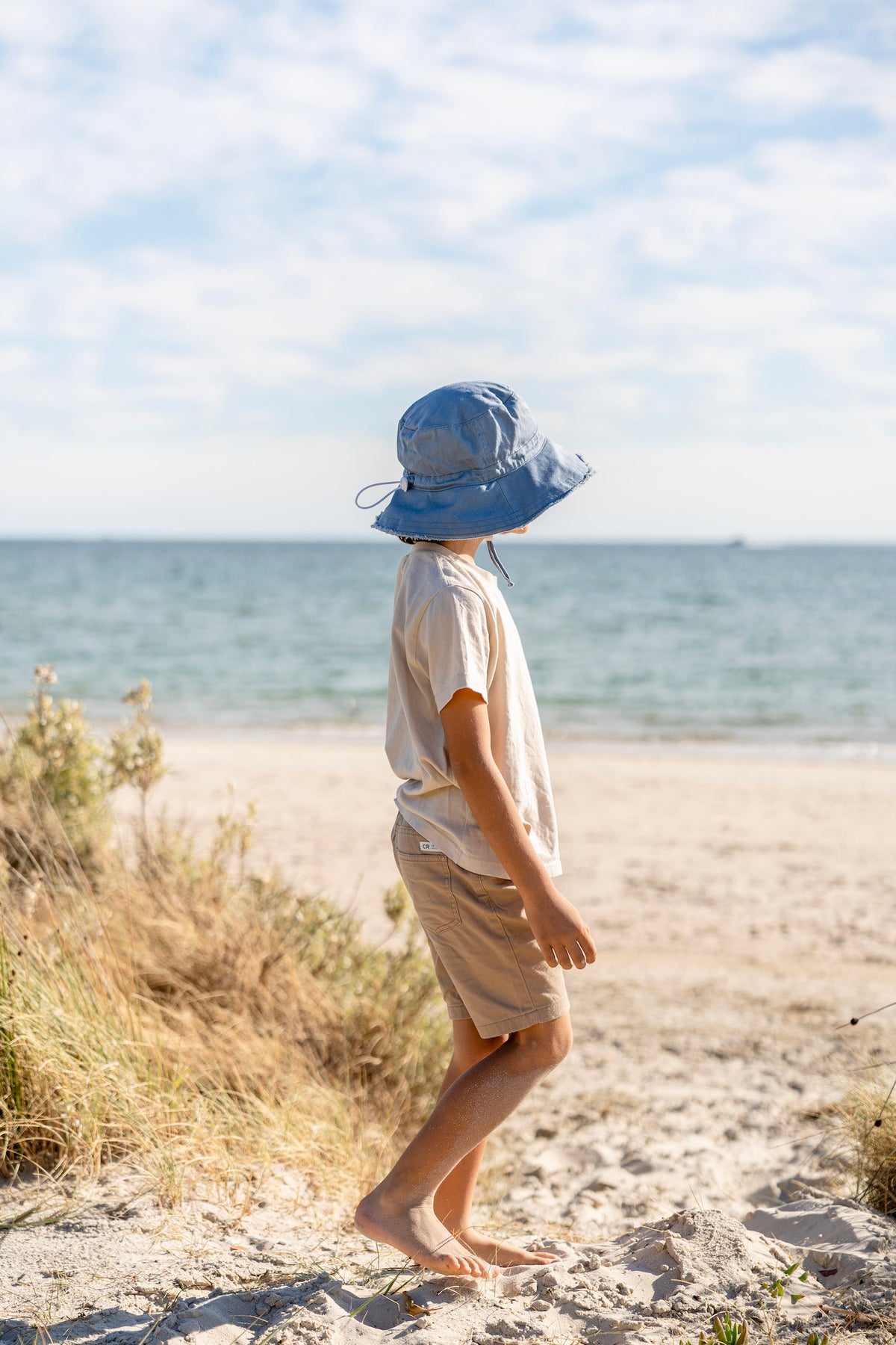 Blue Frayed Bucket Hat Sky Blue