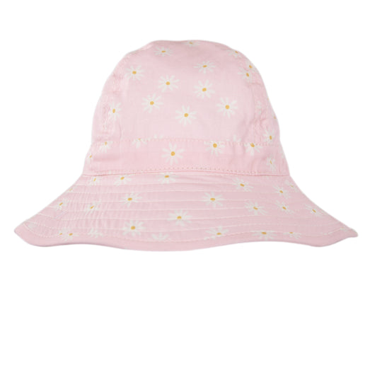 Daisy Fields Wide Brim Infant Hat Pink and Cream