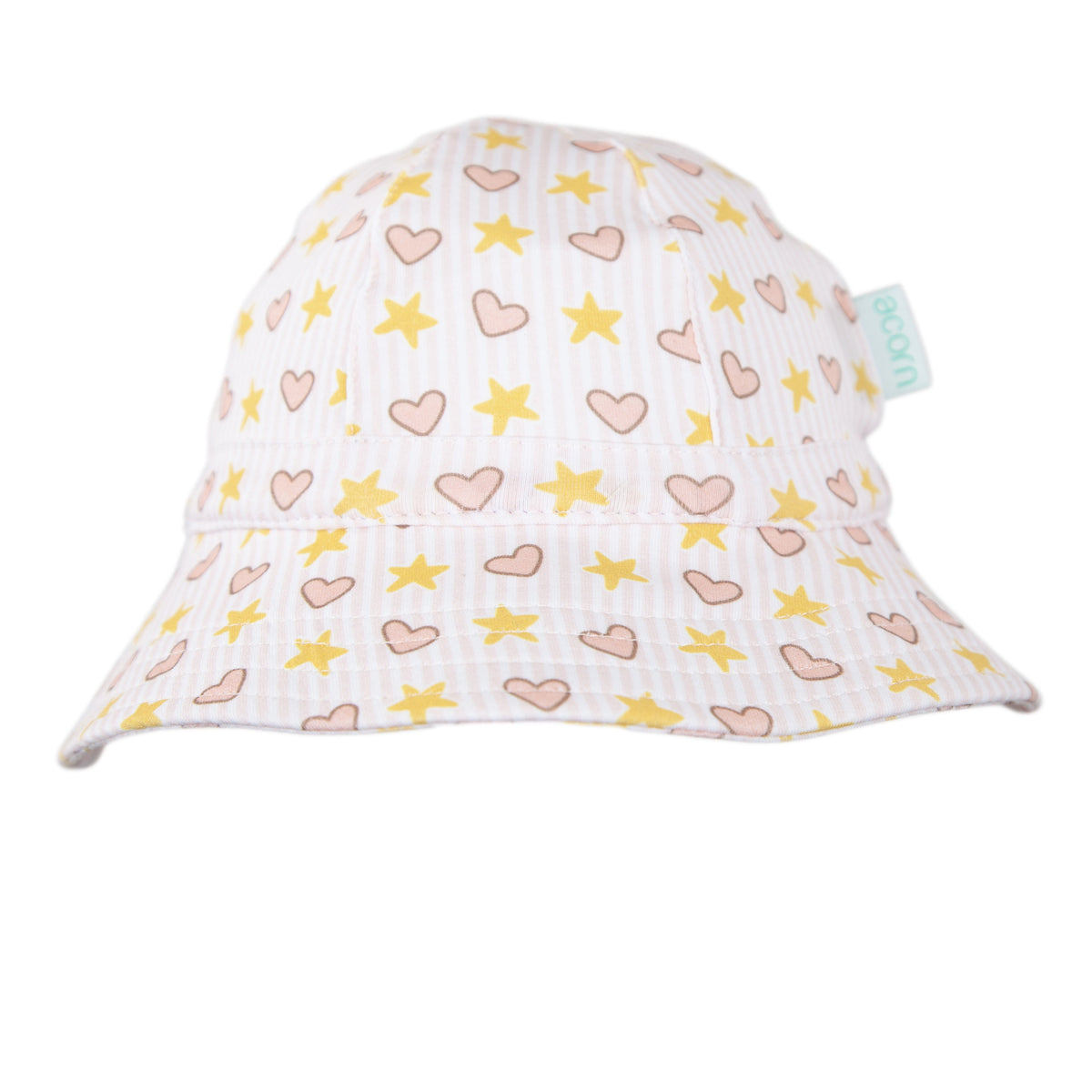 Love and Stars Stretch Cotton Wide Brim Sunhat Pink &amp; Yellow