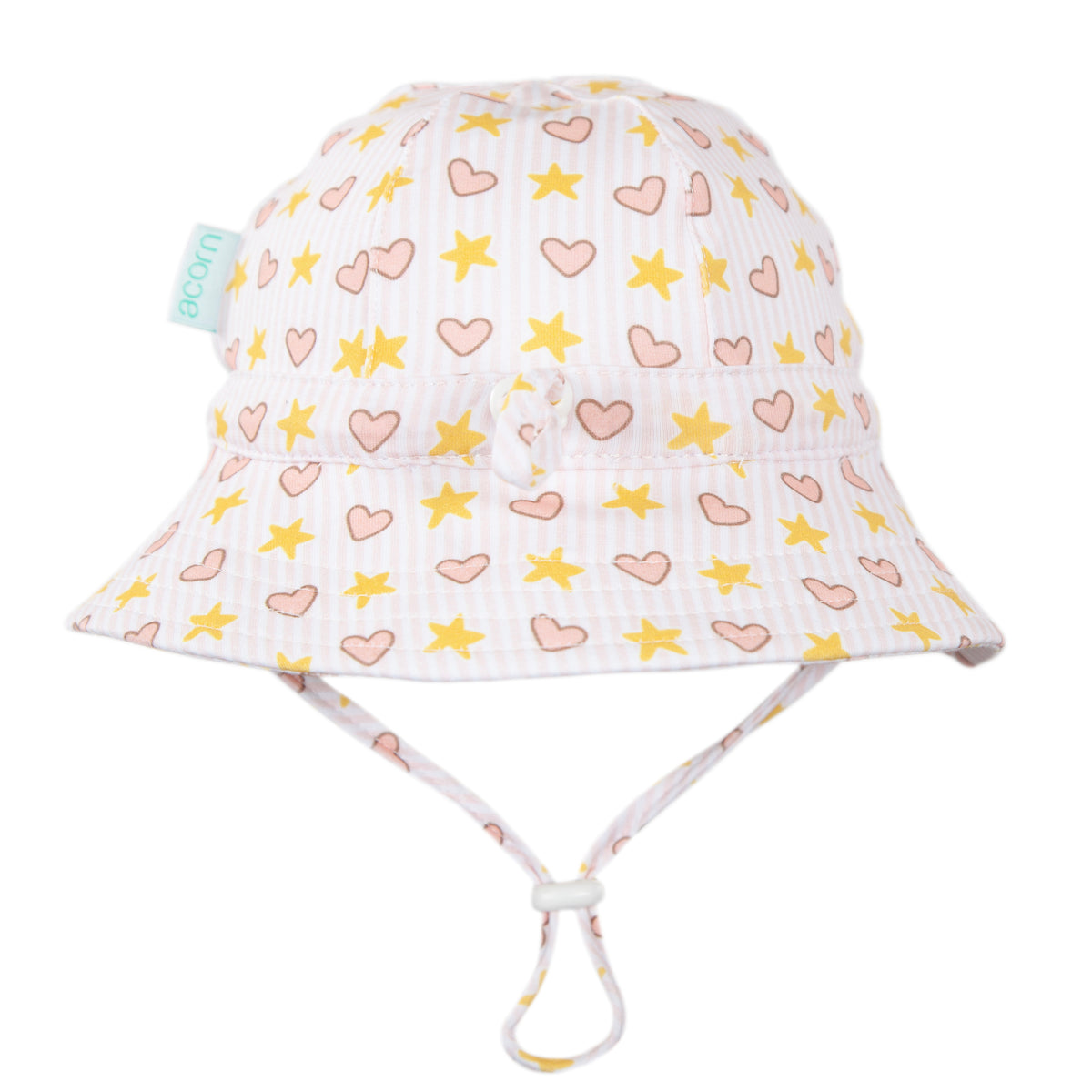 Love and Stars Stretch Cotton Wide Brim Sunhat Pink &amp; Yellow