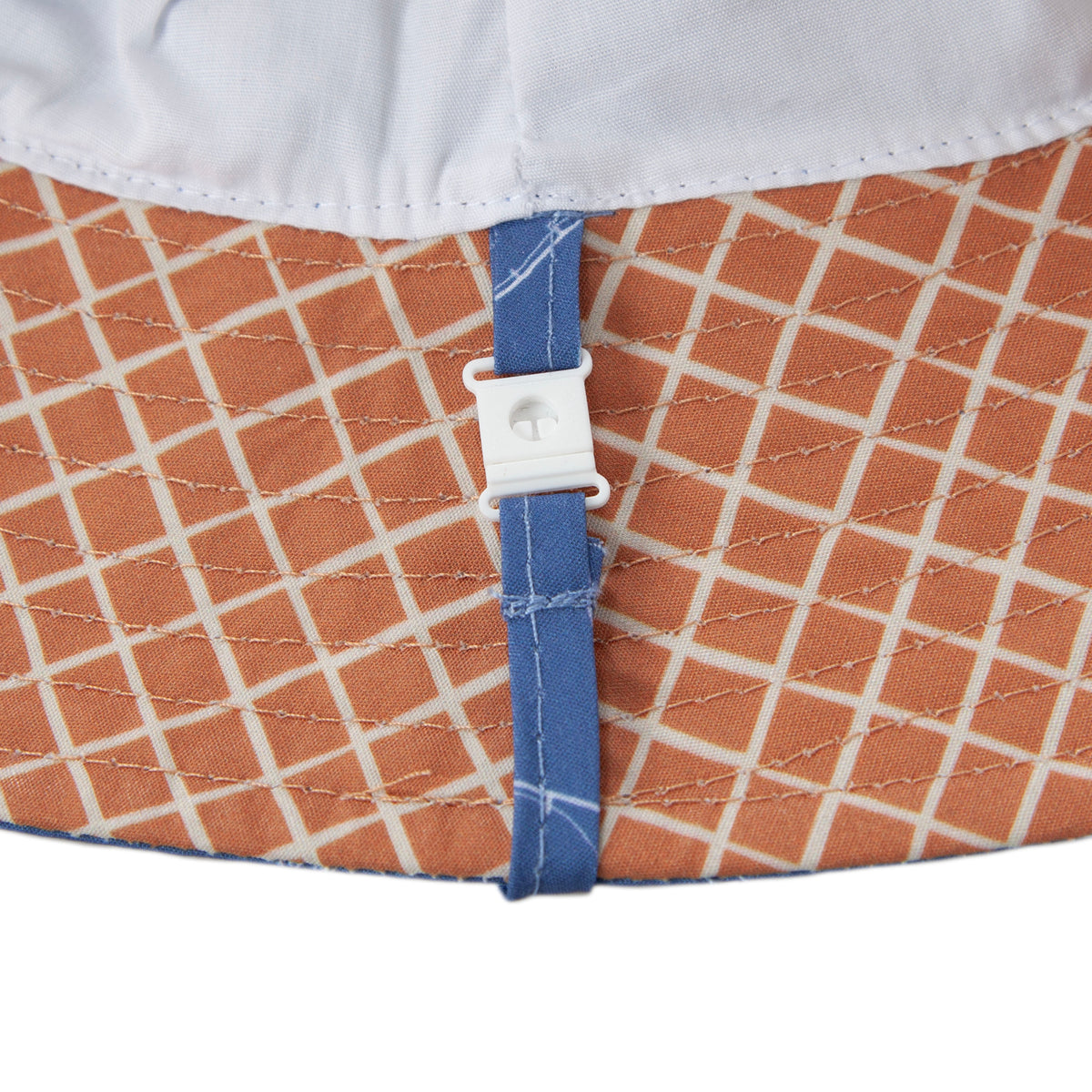 Gone Fishing Wide Brim Bucket Hat Blue and White