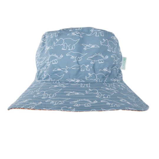 Sketch-a-Saurus Wide Brim Bucket Hat Blue and White