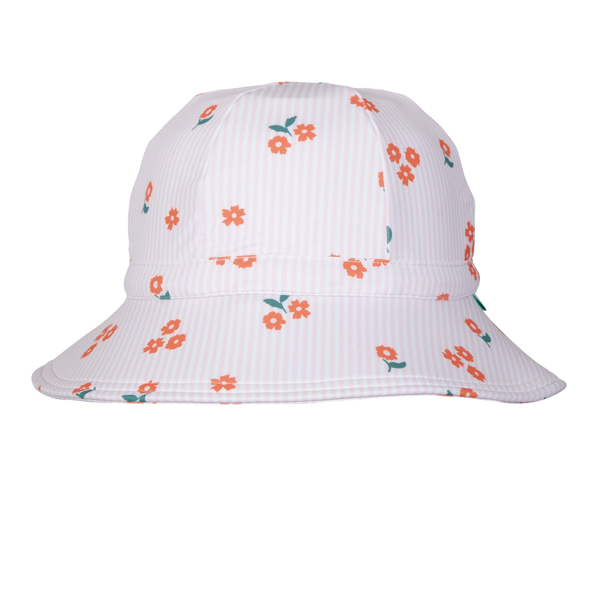 Striped Posy Wide Brim Swim Hat Pink, White and Red