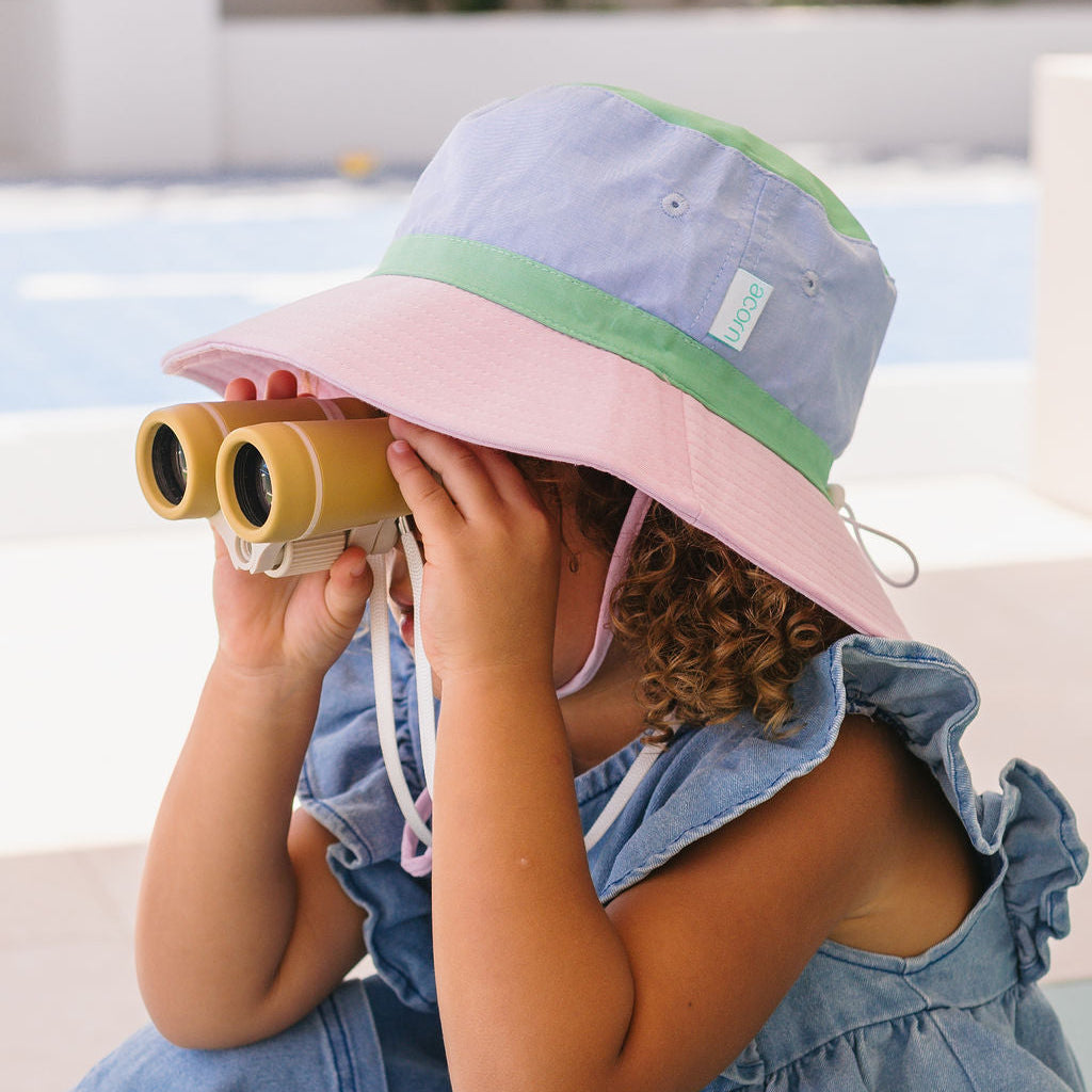 Pink Colour Block Wide Brim Bucket Hat Pink