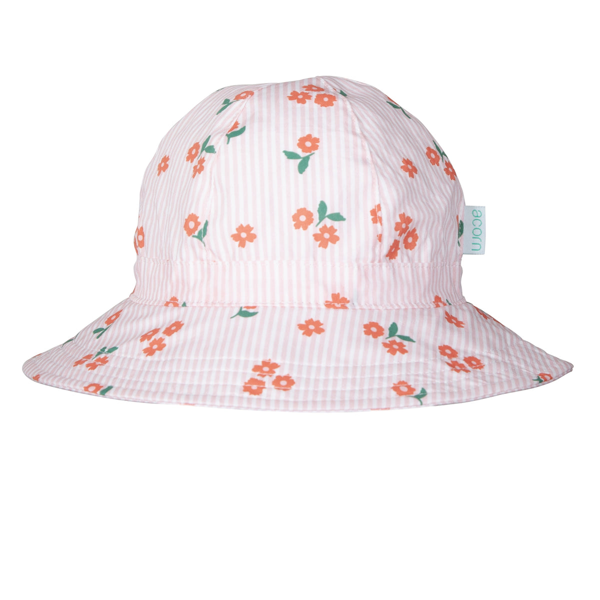 Striped Posy Wide Brim Sunhat Pink, White and Red