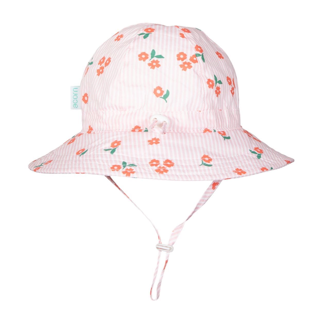 Striped Posy Wide Brim Sunhat Pink, White and Red