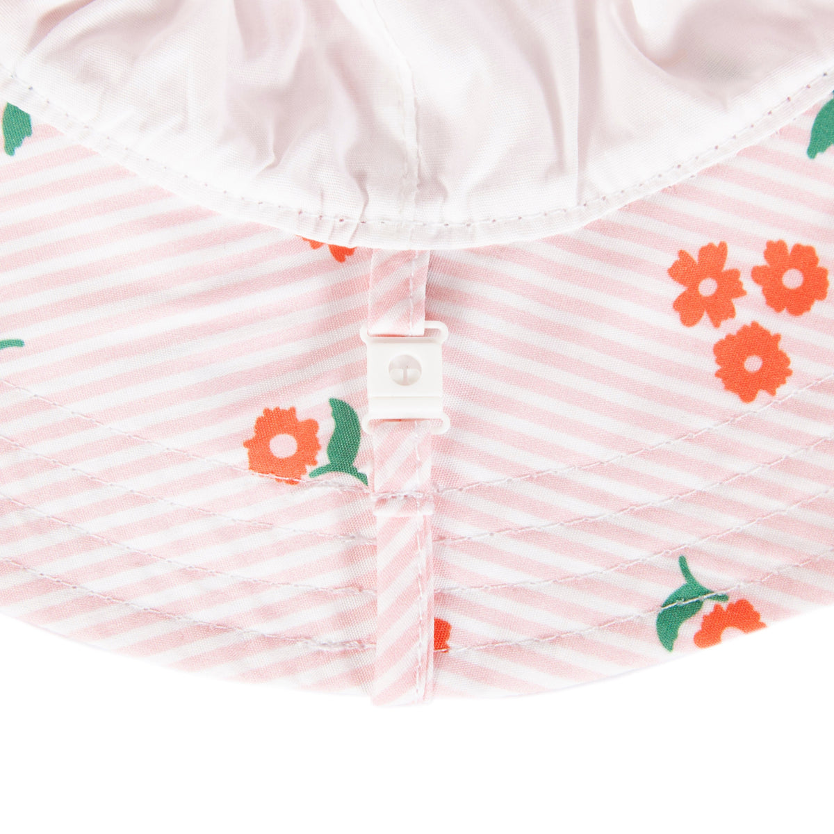 Striped Posy Wide Brim Sunhat Pink, White and Red