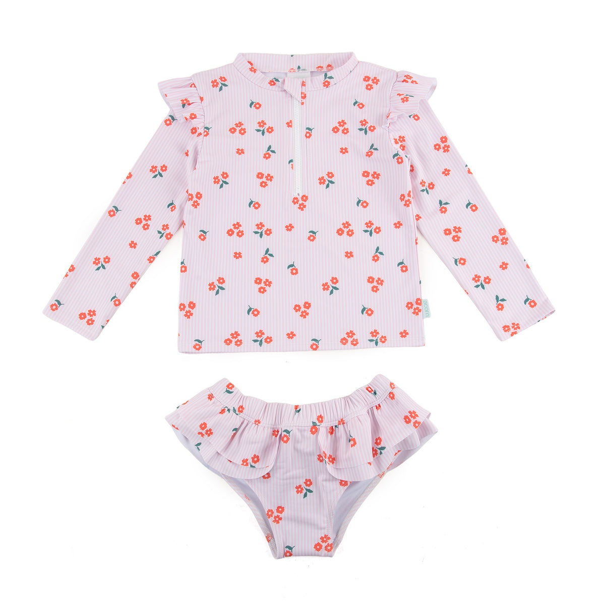 Striped Posy UPF50+ Swimming Set Pink, White and Red