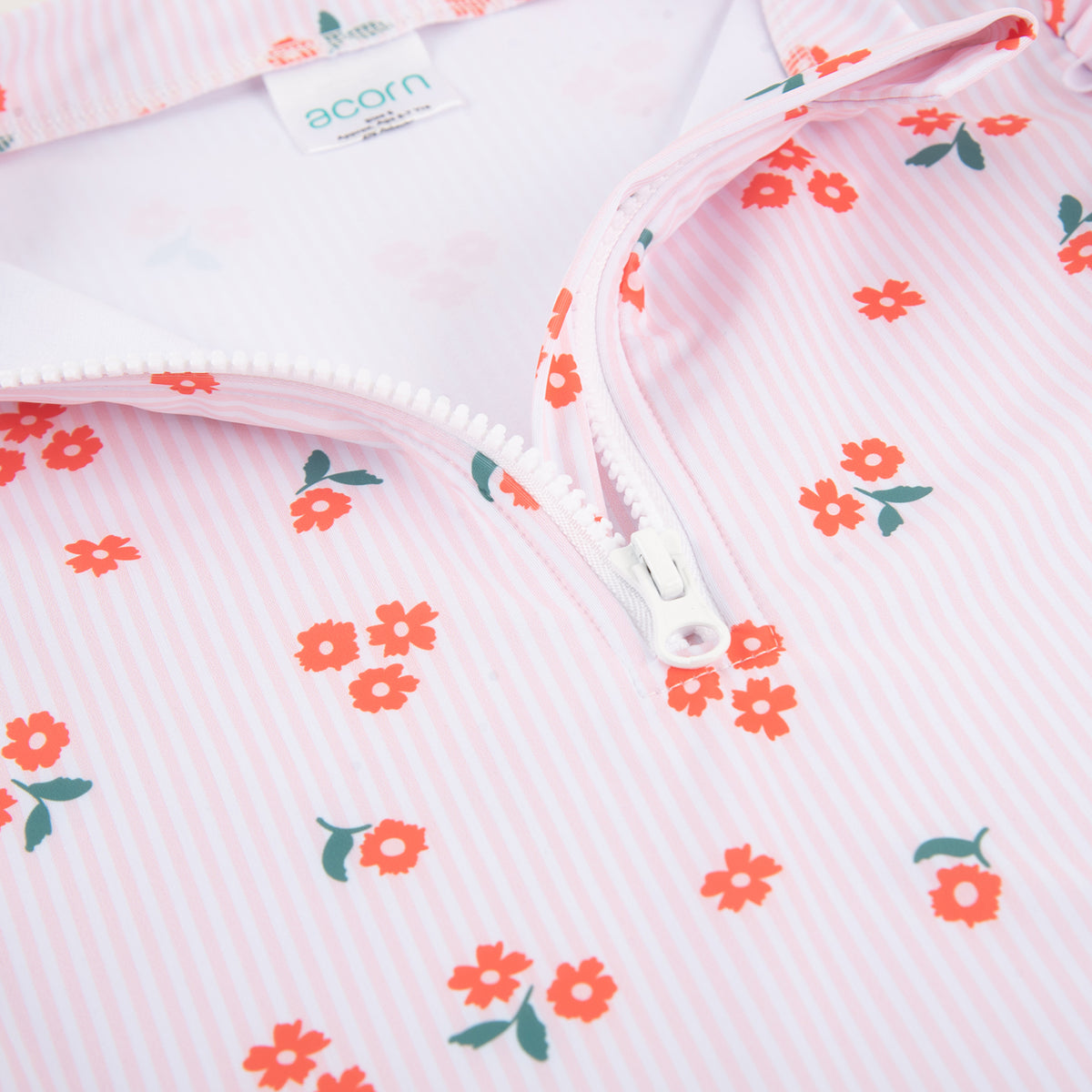 Striped Posy UPF50+ Swimming Set Pink, White and Red
