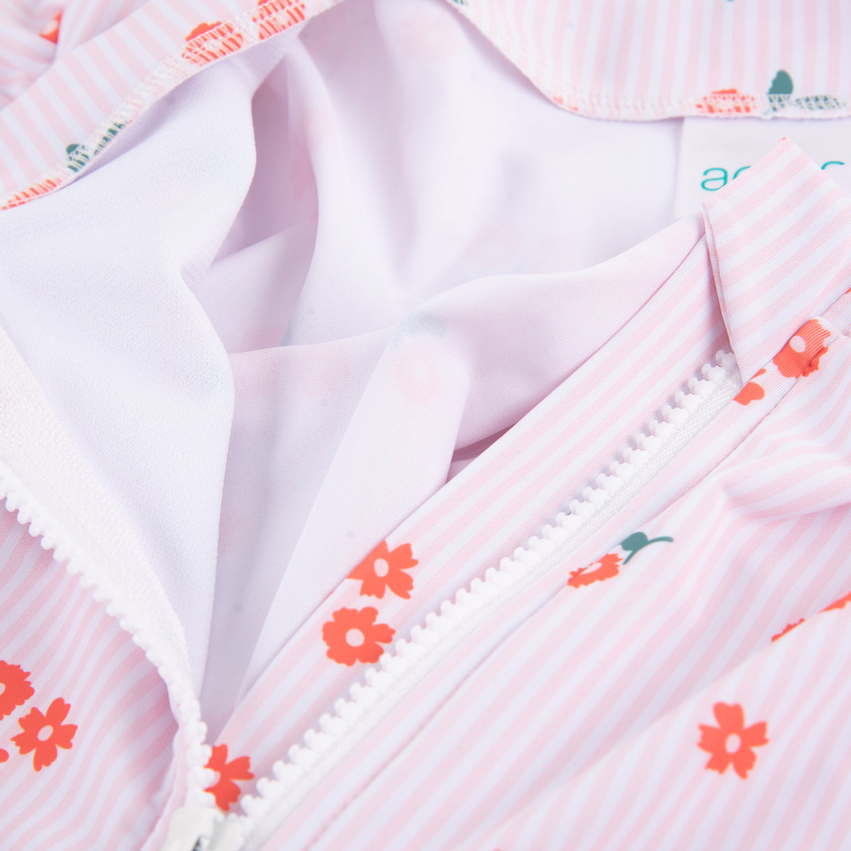 Striped Posy UPF50+ Swimming Set Pink, White and Red