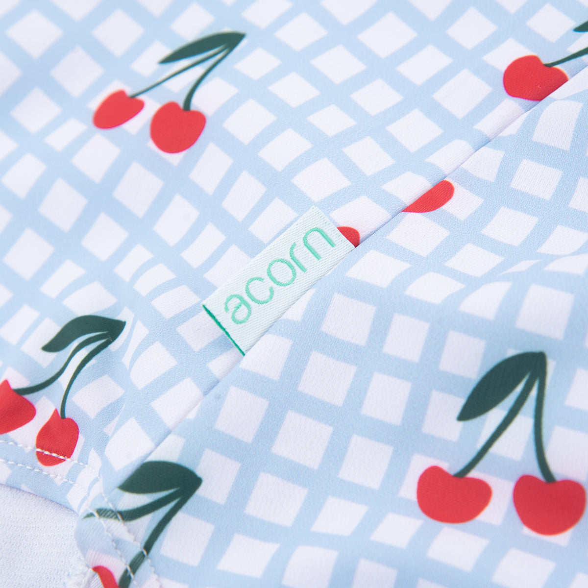 Cherry Checks UPF50+ Swimming Suit Blue, Cream and Red