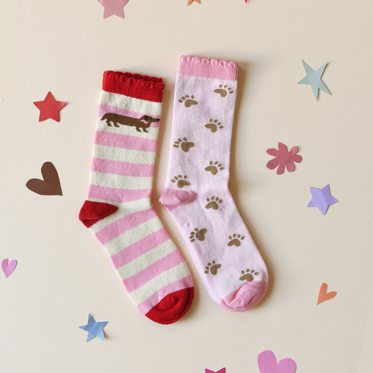 Sausage Dog 2 Pack Socks | 6-8 YRS