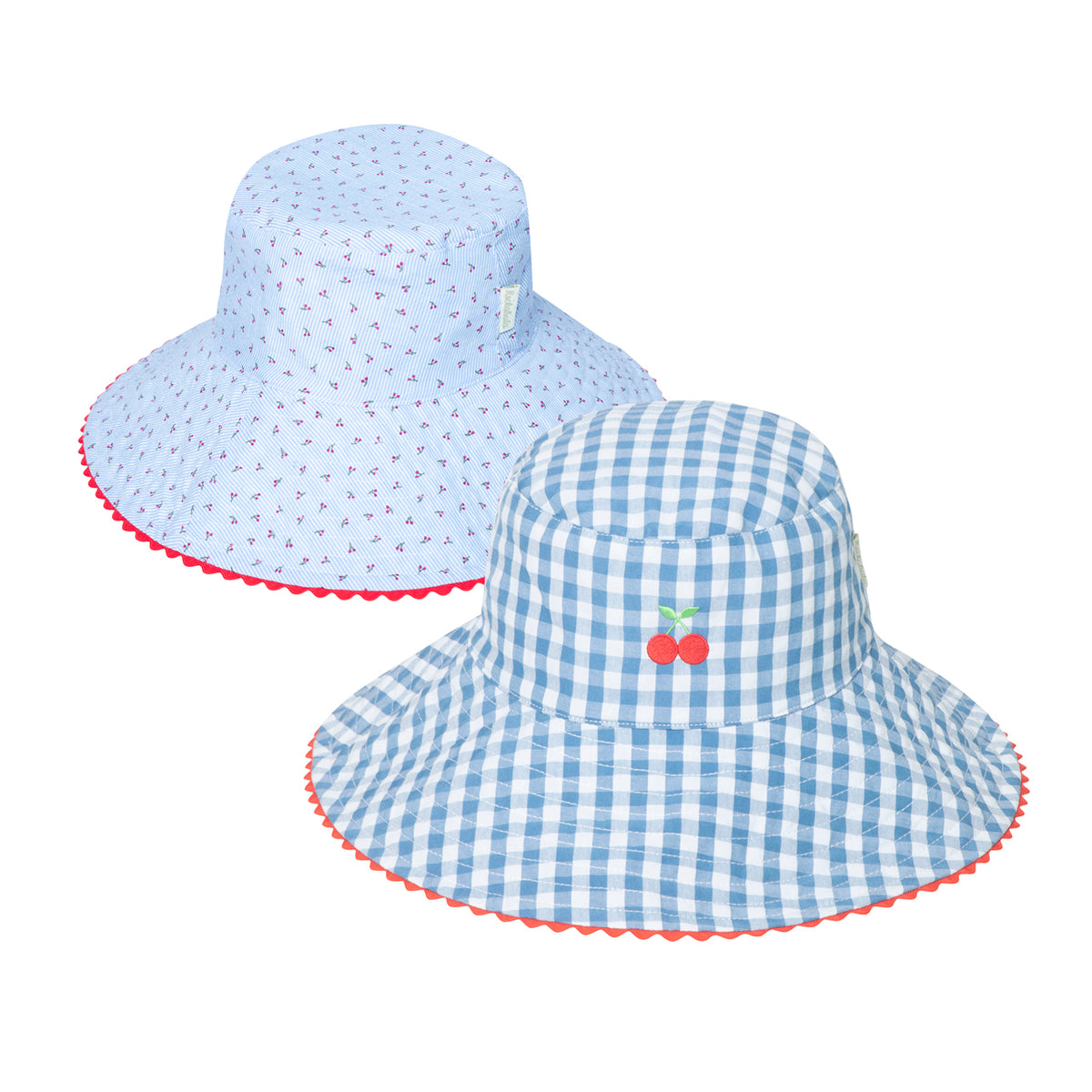 Cherry Gingham Reversible Sun Hat