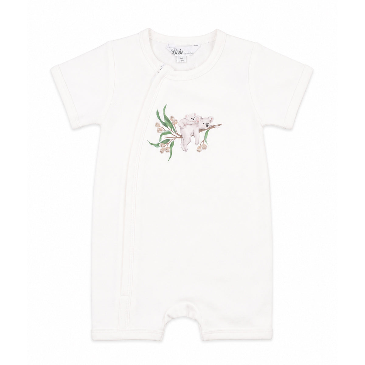 TAYLOR ORGANIC SS KOALA ZIP ROMPER