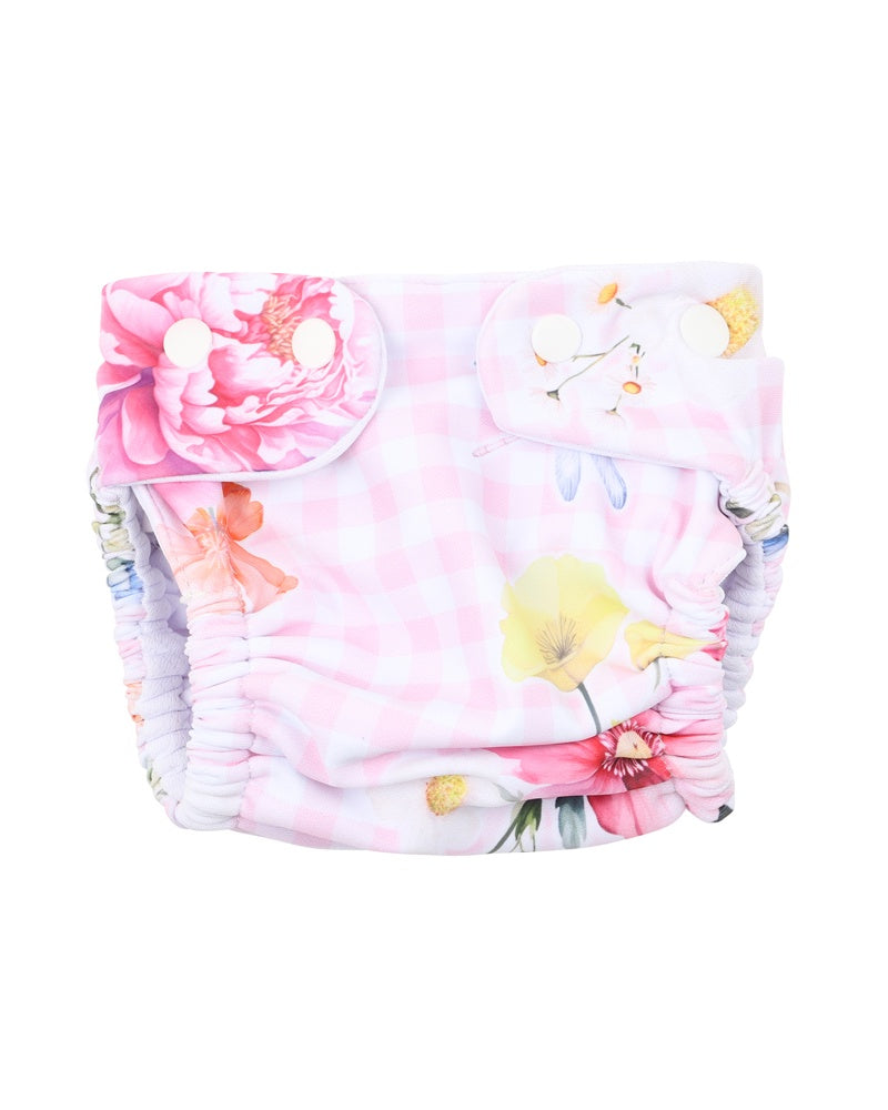 Connie Print Aqua Nappy