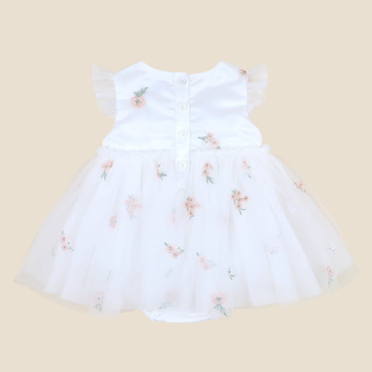 IVORY FLORAL EMBROIDERED OVERLAY DRESS