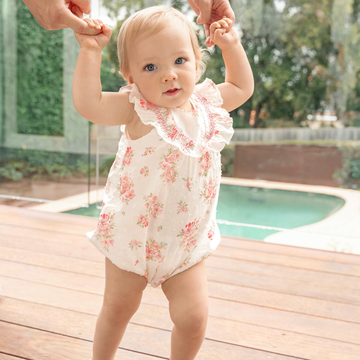 CHELSEA FRILL YOKE ROMPER