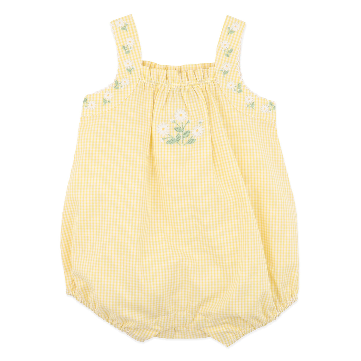 LIBBY CHECK ROMPER W EMB STRAPS