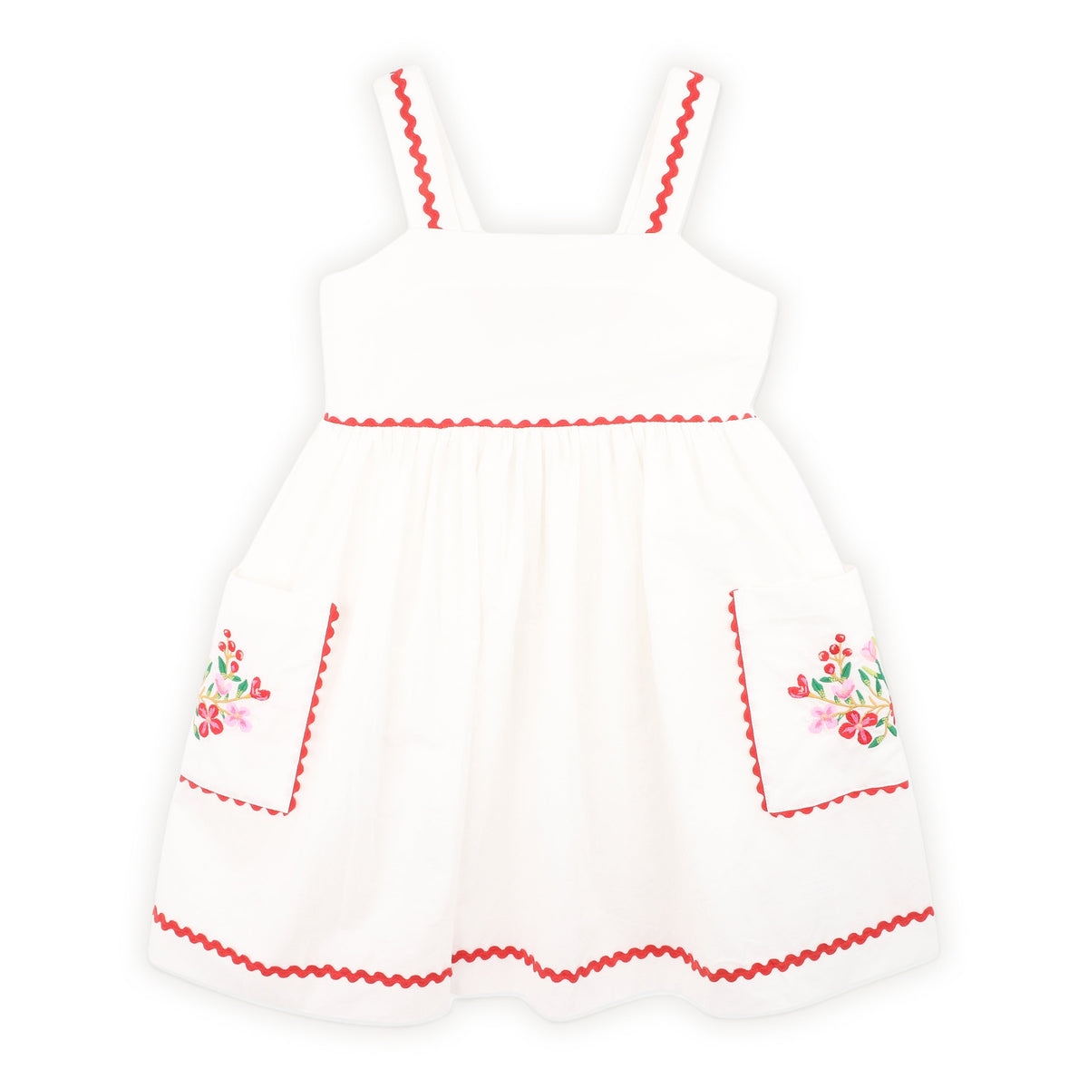 FESTIVE RIC RAC POCKET DRESS 2-7Y