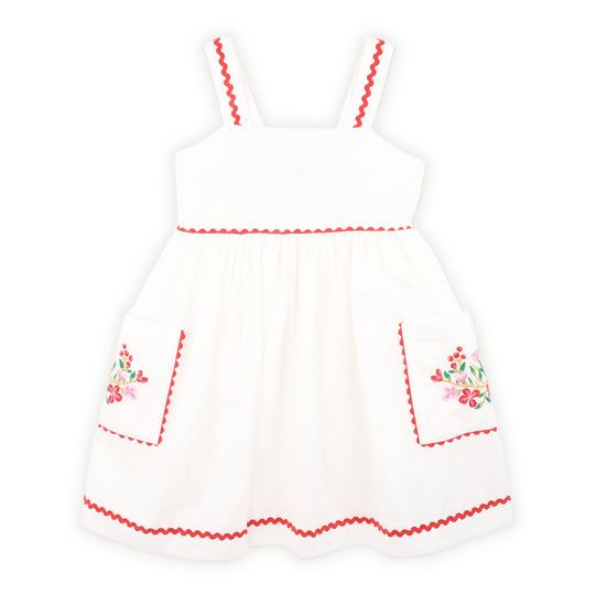 FESTIVE RIC RAC POCKET DRESS 2-7Y